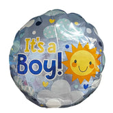 17 inch It's a Boy with Sun & Clouds Foil Blue Balloon 19